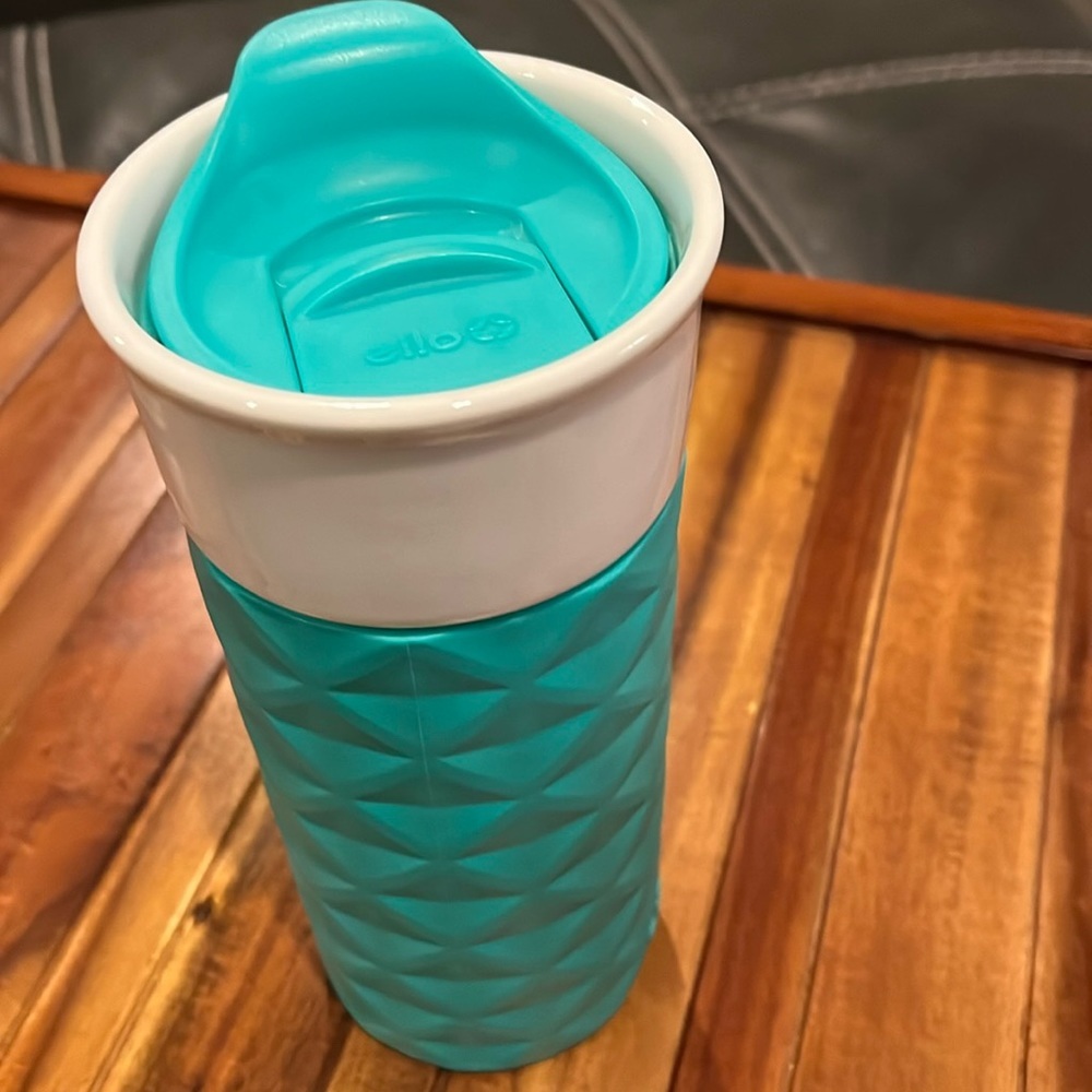 Ello 16oz. Ceramic travel mug. silicone sleeve. friction fit lid.​